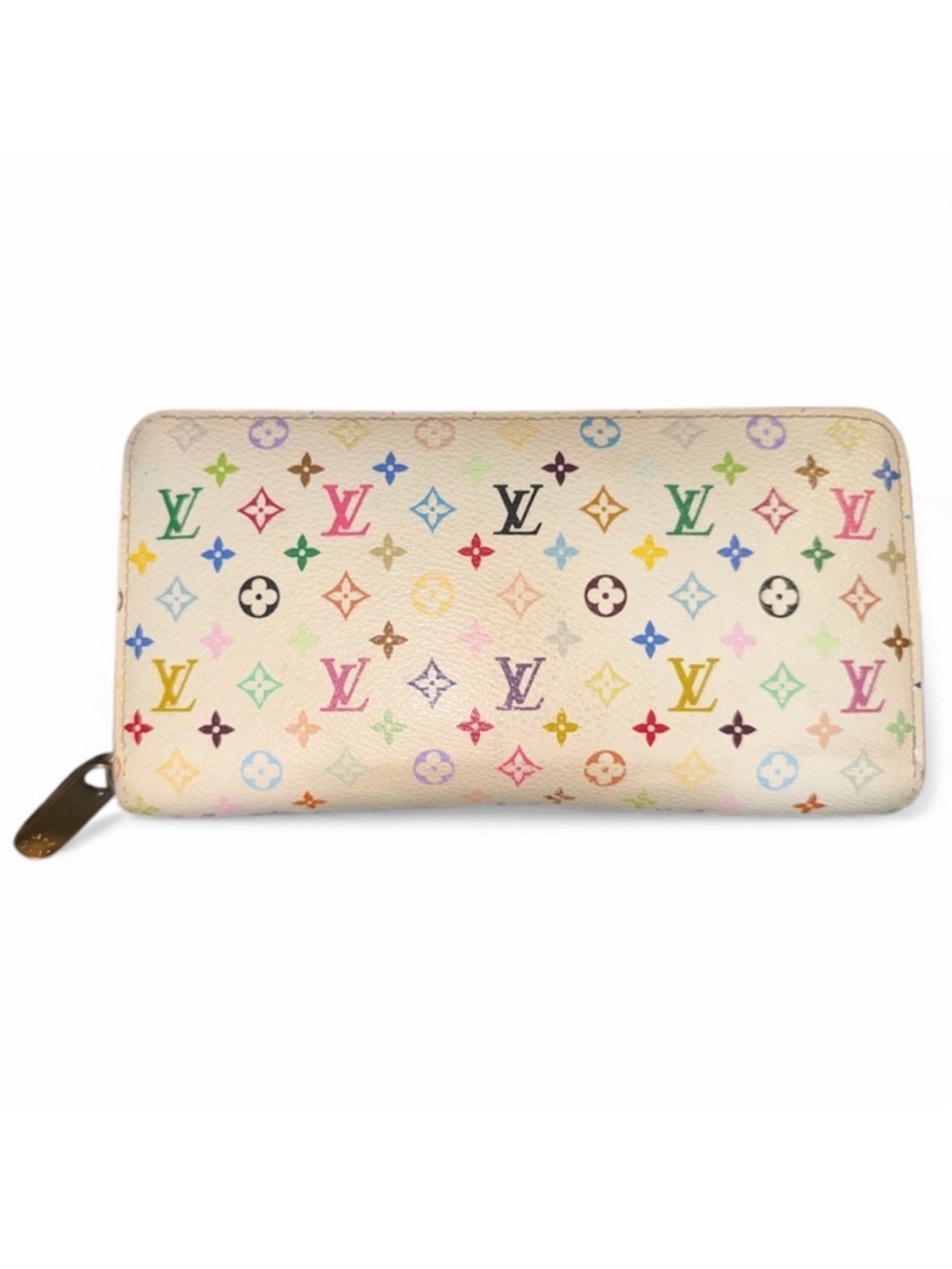 Louis Vuitton Murakami White Monogram Multicolore Zippy Wallet Multi Color